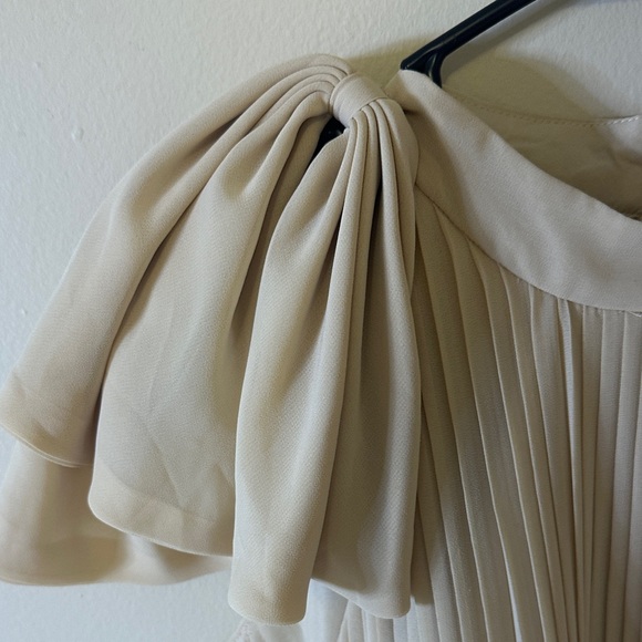 Azazie Elegant Beige Pleated Bridesmaids Dress - Picture 3 of 4